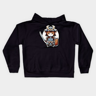 Kawaii Samurai Animal Cow Warrior with Katana Shield Cute Kids Hoodie